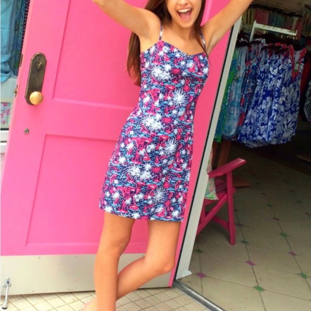 Lilly Pulitzer sparks fly firework print maccallum dress - size 00. NWOT